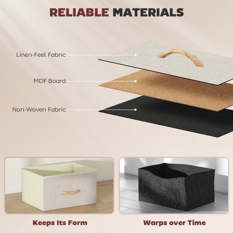 HOMCOM Comodă cu 4 sertare pliabile cu 4 buzunare de depozitare și 2 cârlige