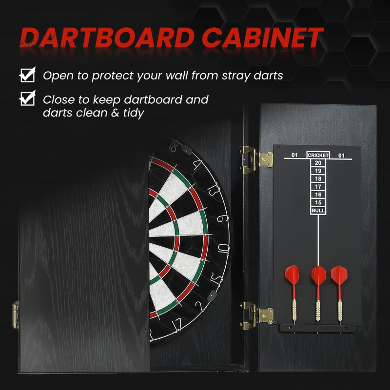 SPORTNOW Bristle Dartboard with Cabinet, 6 Steel Tip Darts, Cabinet
