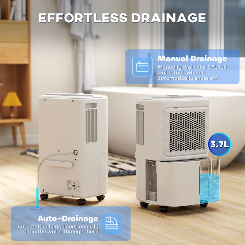 HOMCOM 12L Dehumidifier, with Touch Panel LED Screen - White