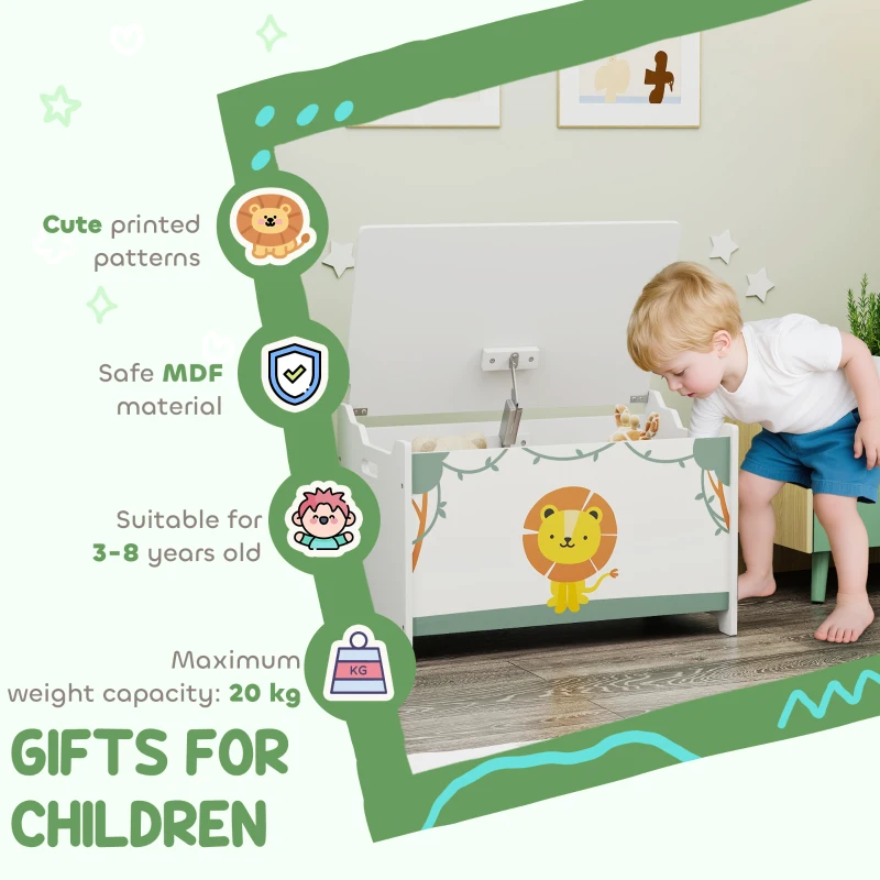 AIYAPLAY Cufăr Portagiochi cu Capac pentru Copii 60x37x39 cm, Verde