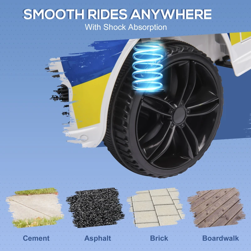 HOMCOM Carro Elétrico para Crianças Carro Elétrico Infantil de Policia 12V com Bluetooth USB Luz Sirene 110x68x52 cm  Branco