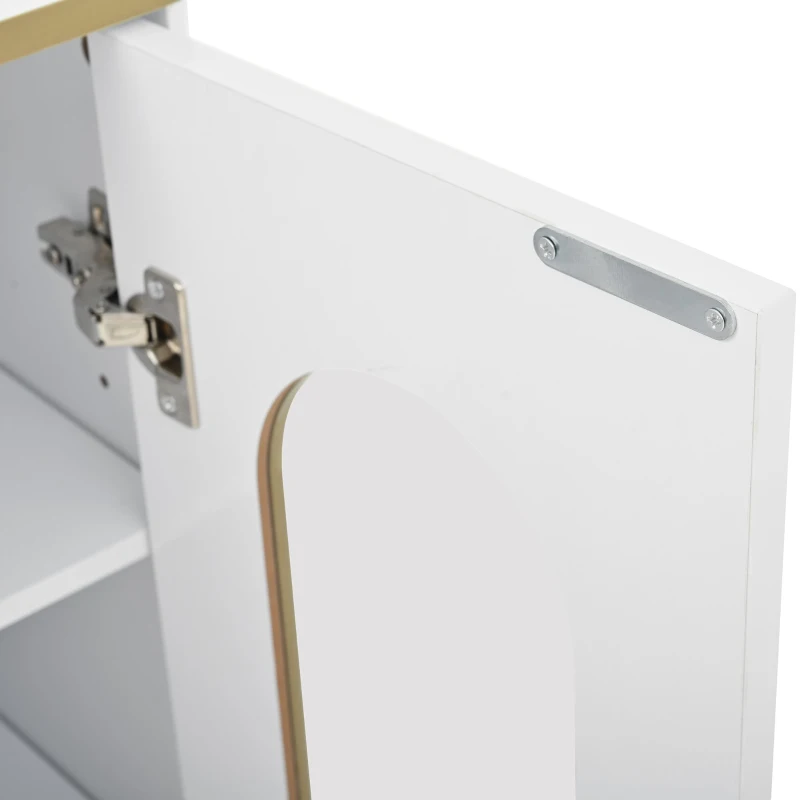 Credenza con ante in vetro, portabottiglie e ampio spazio di stoccaggio, 120x38x90 cm, Bianco