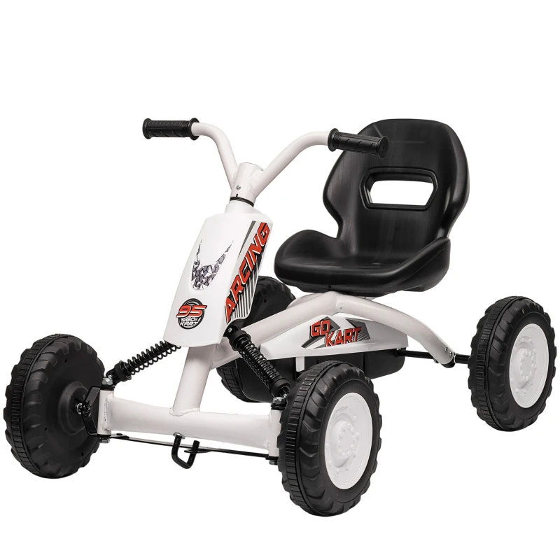 AIYAPLAY Kids Pedal Go Kart with Steel Frame, Sporty Design, for Ages 2-5 Years, White