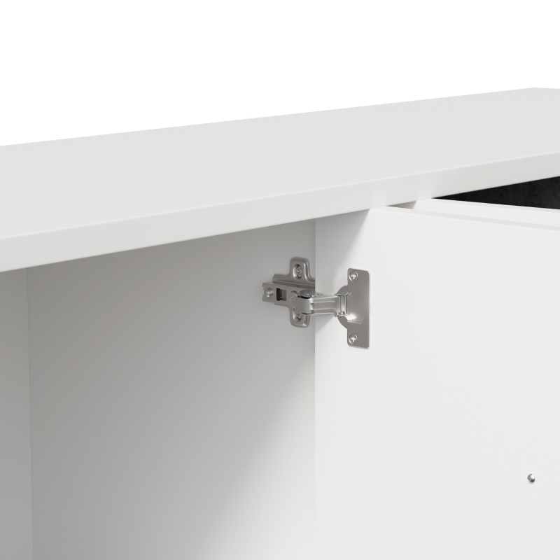 Mobile TV 4 ante, design elegante con frontale ad arco 3D, 160x38x55,5 cm, Bianco