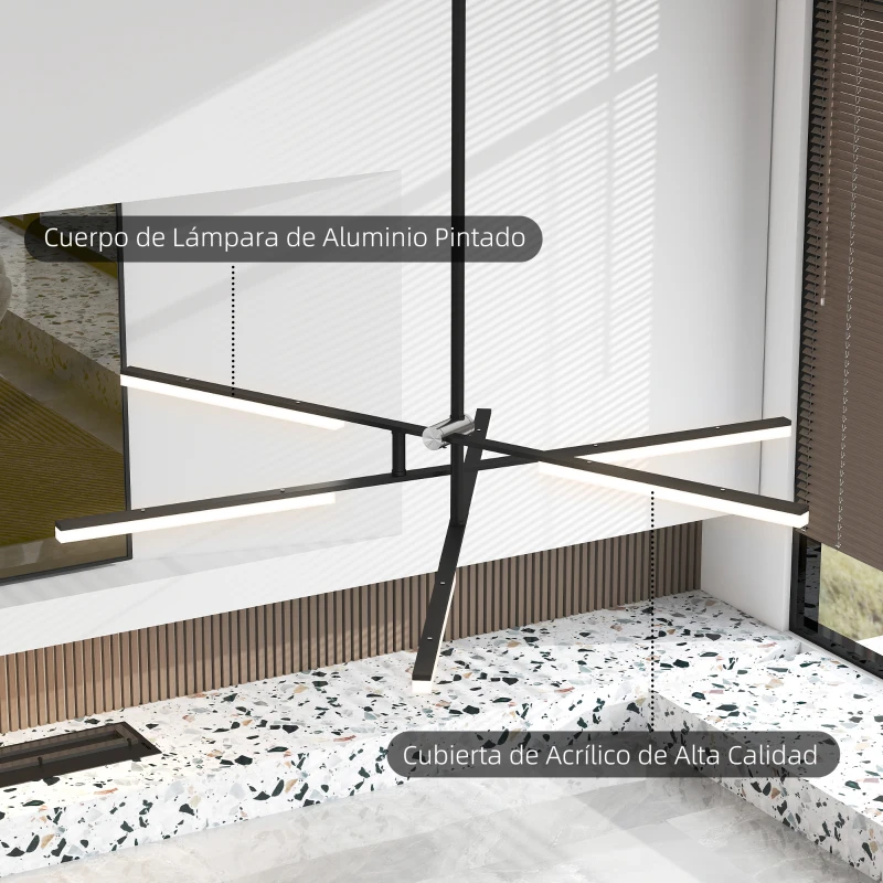 HOMCOM Lámpara de Techo LED Moderna Ø100x79 cm con Pantalla de Acrílico Ángulo de Luz Ajustable para Salón Dormitorio o Cocina