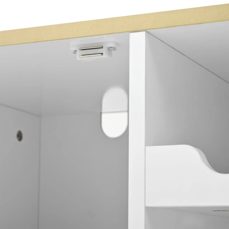 Credenza con ante in vetro, portabottiglie e ampio spazio di stoccaggio, 120x38x90 cm, Bianco