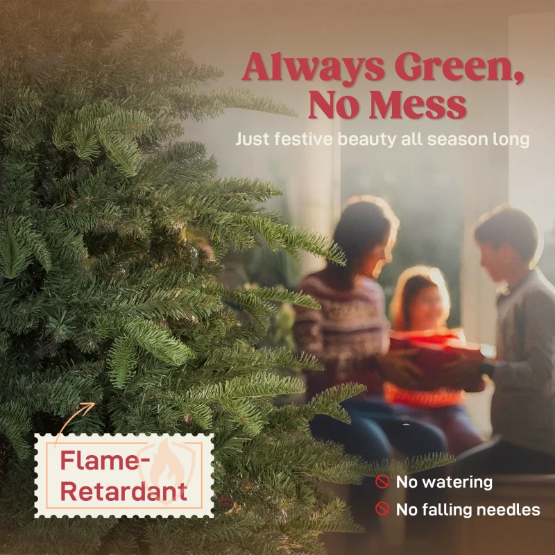 HOMCOM 5ft Artificial Christmas Tree with Realistic Branches, Easy Assembly - Green