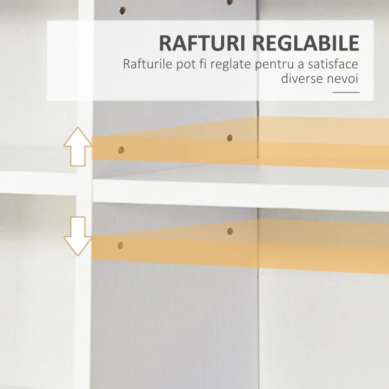 HOMCOM Bibliotecă CD de perete cu 24 de rafturi reglabile, 130,5x89x20 cm, alb