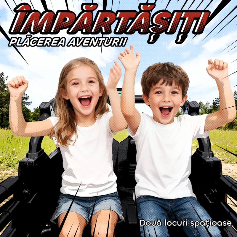 AIYAPLAY Mașinuță Electrică pentru Copii 3-8 Ani 24V cu 2 Locuri, Dublu Motor, Telecomandă și Pornire Lentă, Portocaliu