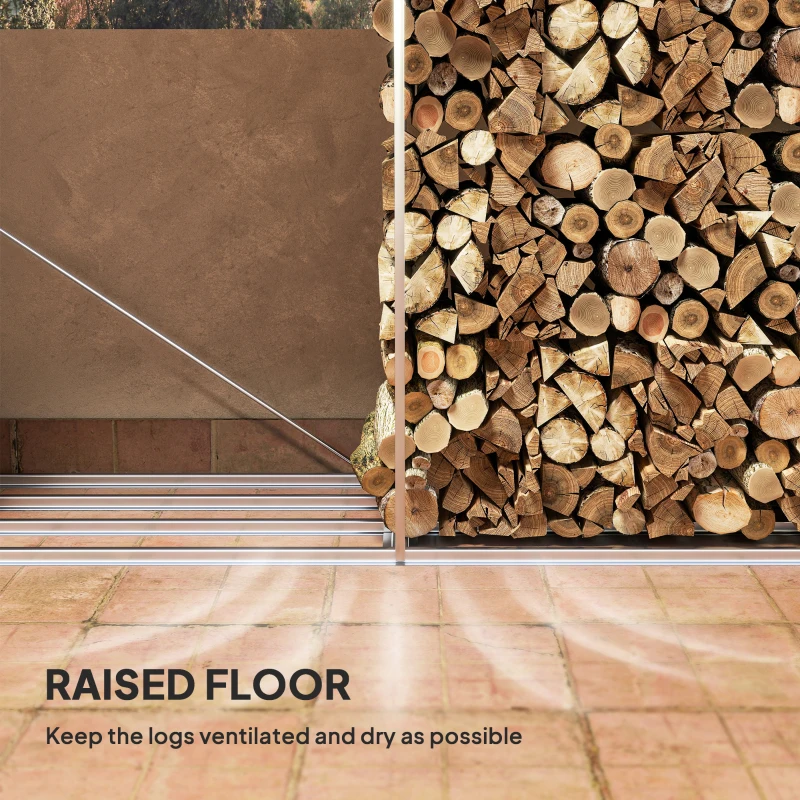 Outsunny Suport de Lemne cu Structură din Oțel Galvanizat 240x86x160cm Negru