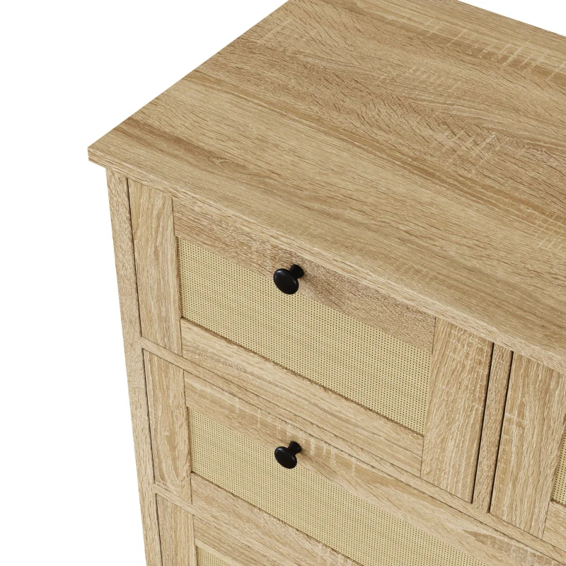 Cassettiera con 4 cassetti in rattan, 80x40x80 cm, Colore naturale