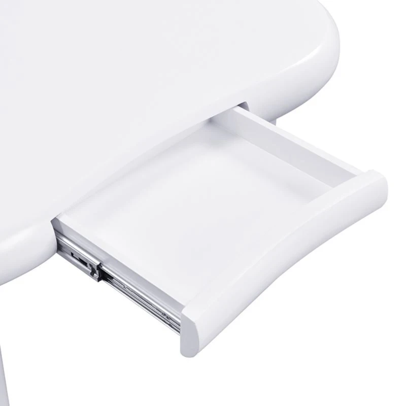 Tavolino da salotto a forma di nuvola, in MDF con illuminazione LED e cassetto, 98x65,5x40 cm, Bianco