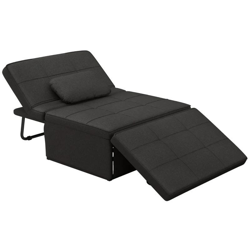 HOMCOM Fauteuil chauffeuse Chaise Longue Pouf 3 en 1 Dossier inclinable 5 Niveaux Repose-Pied Rabattable