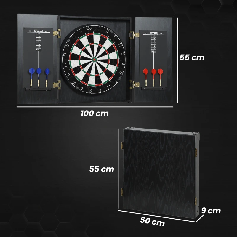 SPORTNOW Bristle Dartboard with Cabinet, 6 Steel Tip Darts, Cabinet