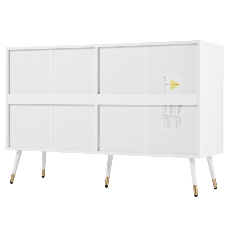 Cassettiera a 6 cassetti, con motivo geometrico e maniglie a forma di diamante, per camera da letto e soggiorno, 120x40x80 cm, Bianco