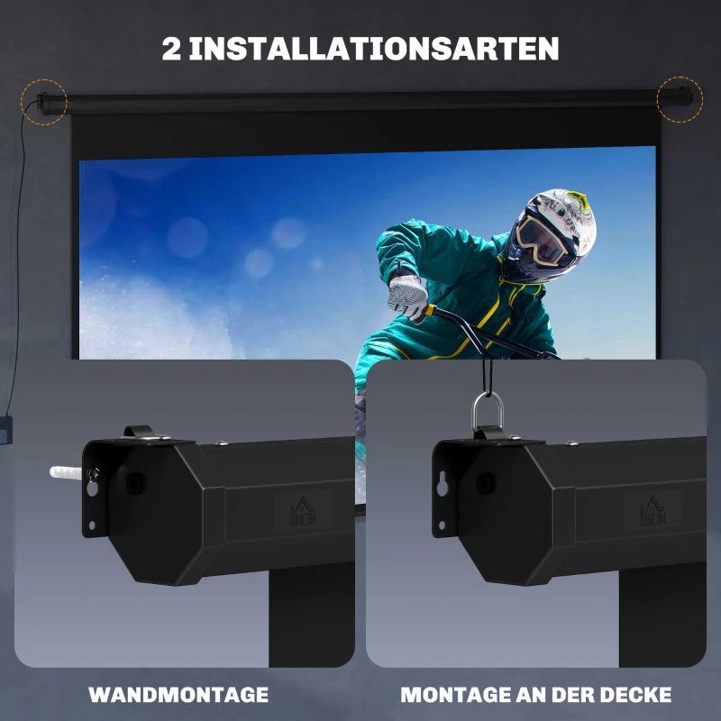 HOMCOM Beamer-Leinwand, 16:9 Format, Fernbedienung, 266 x 149 cm (120 Zoll), Schwarz