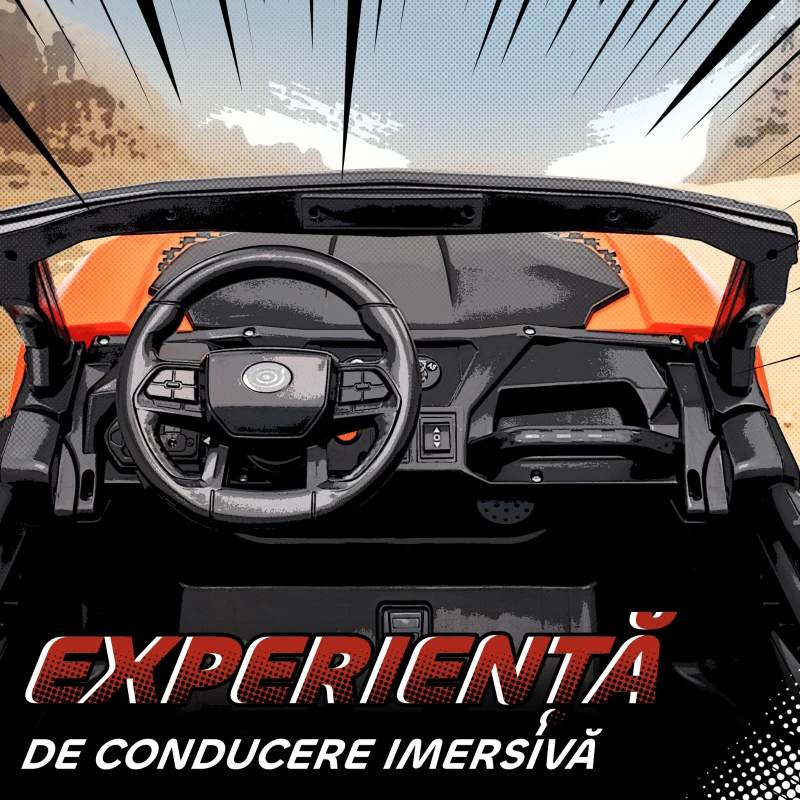 AIYAPLAY Mașinuță Electrică pentru Copii 3-8 Ani 24V cu 2 Locuri, Dublu Motor, Telecomandă și Pornire Lentă, Portocaliu