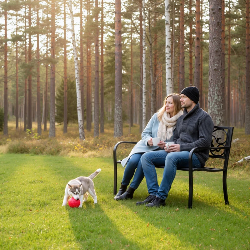 Outsunny Banc de jardin 3 places terrasse Style Cosy Chic 127L x 60l x 85H cm métal époxy anticorrosion Noir