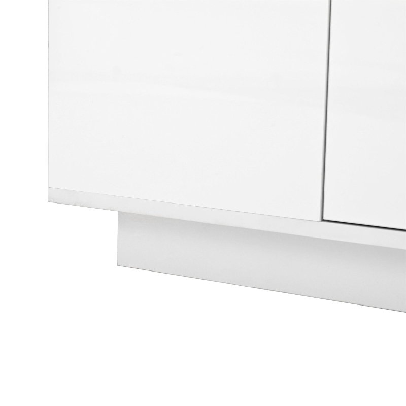 Masă de cafea cu spațiu de depozitare, iluminare ambientală LED, blat din sticlă și 2 sertare, 105x50x35 cm, Alb