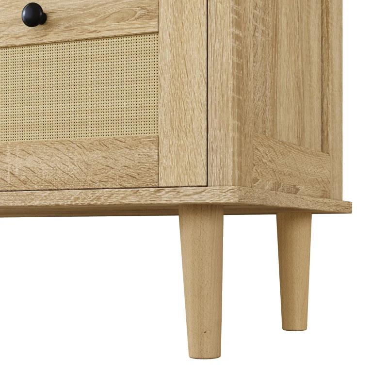 Cassettiera con 4 cassetti in rattan, 80x40x80 cm, Colore naturale