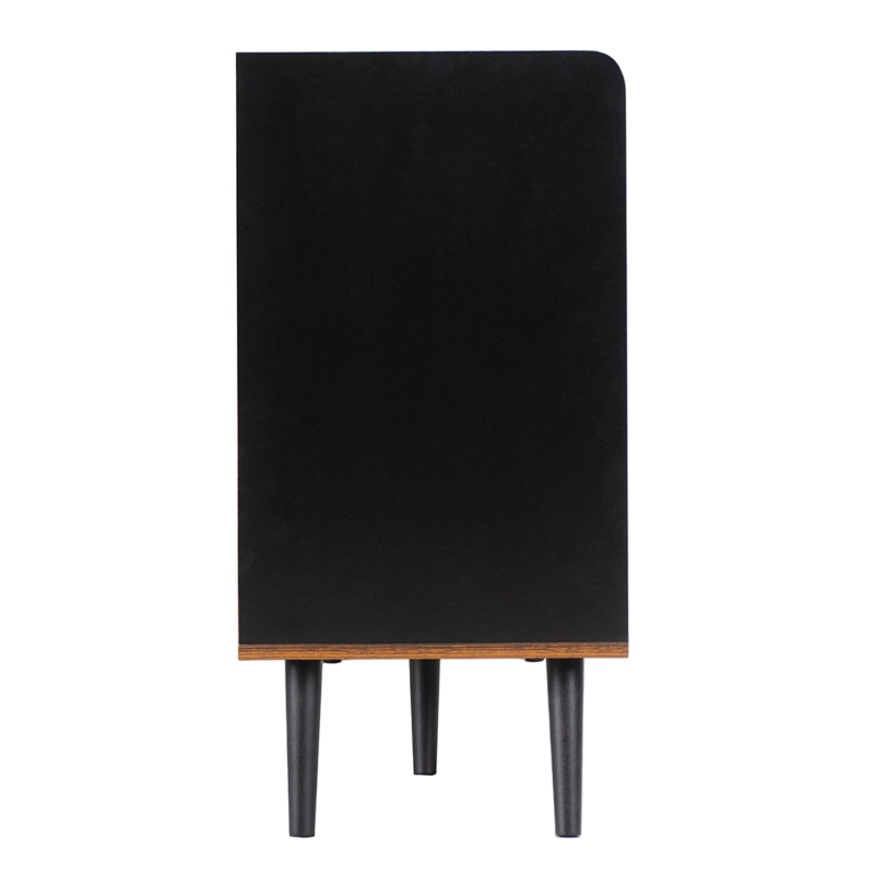 Credenza con 3 cassetti, ante scorrevoli a righe, 117,5x39,5x80 cm, Nero