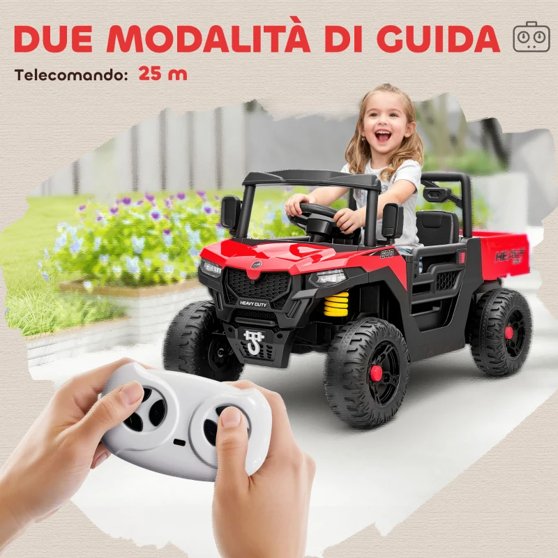 AIYAPLAY Macchina Elettrica Bambini 12V con Telecomando, Sospensioni, Bagagliaio e Musica, Età 3-8 Anni, Rosso