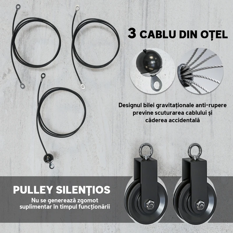 SPORTNOW Aparat Pulley cu Atașament pentru Discuri Greutăți Universale și Accesorii Negru