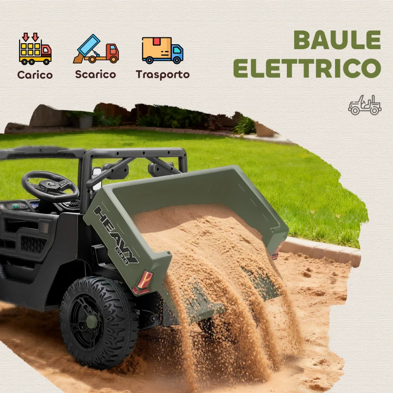AIYAPLAY Macchina Elettrica Bambini 12V con Telecomando, Sospensioni, Bagagliaio e Musica, Età 3-8 Anni, Verde