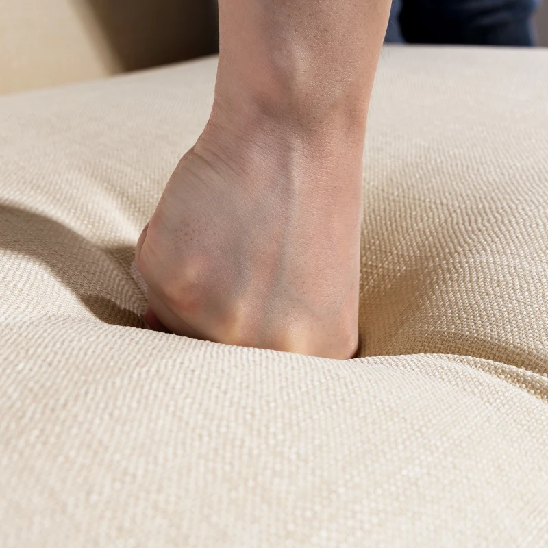 HOMCOM 2-zits sofa, getufte rugleuning, houten poten, dikke vulling, linnenlook, voor kleine ruimtes, beige