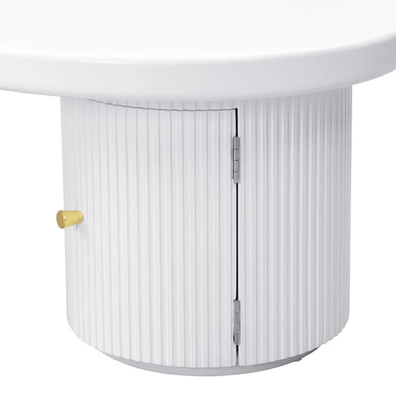 Tavolino da salotto asimmetrico con vano portaoggetti, per soggiorno e uffici, 100x60x37 cm, Bianco