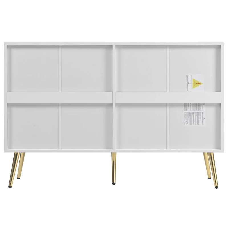 Cassettiera a 6 cassetti, con motivo geometrico e maniglie a forma di diamante, per camera da letto e soggiorno, 120x40x80 cm, Bianco