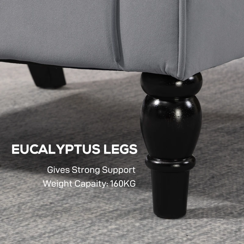 HOMCOM Wingback Accent Chair, Retro Upholstered Button Tufted Occasional Chair for Living Room and Bedroom, Light Grey