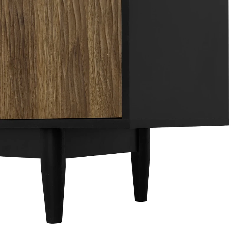 Mobile TV con 2 ante e 3 cassetti, pannelli delle ante con unico motivo ondulato, 180x38x50 cm, Colore naturale