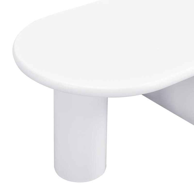 Tavolino da salotto ovale con gambe a U, in MDF e ampio spazio portaoggetti, 98,5x53,5x42 cm, Bianco