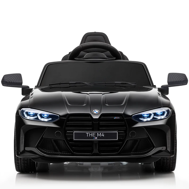 AIYAPLAY Macchina Elettrica per Bambini a Licenza BMW M4 con Telecomando, Clacson e Fari, 108x69.5x51 cm, Nera