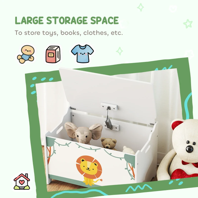 AIYAPLAY Cufăr Portagiochi cu Capac pentru Copii 60x37x39 cm, Verde