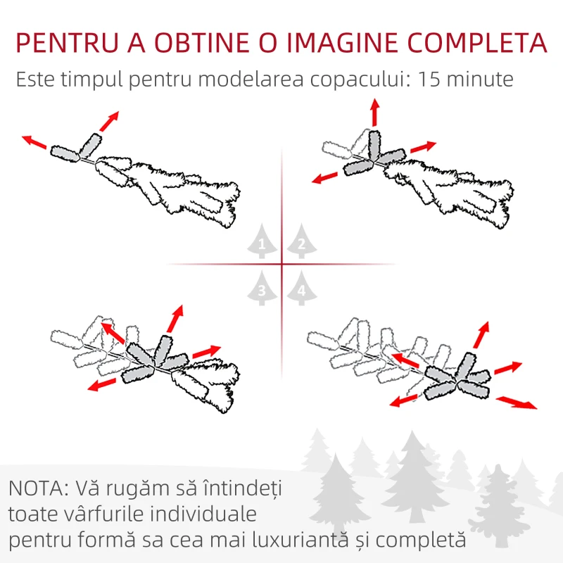 HOMCOM Brad de Crăciun Artificial cu 2445 Crengi, Brad de Crăciun Pliabil cu Bază Metalică, Ø135x210 cm, Verde