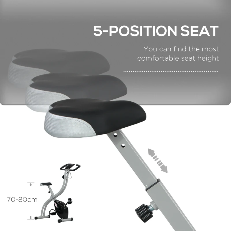 SPORTNOW Magnetic Exercise Bike, Foldable X-Bike with Adjustable Resistance, Pulse Sensor, Wheels and LCD Monitor, Grey