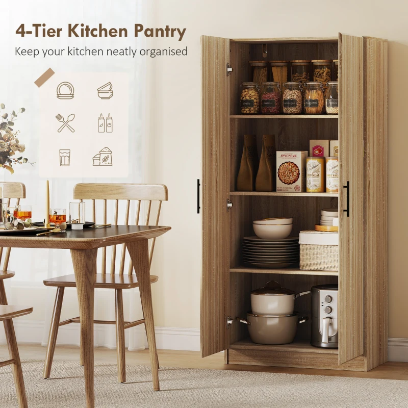 HOMCOM Dulap de Bucătărie Modern cu Rafturi Ajustabile și Uși Amortizate Lemn