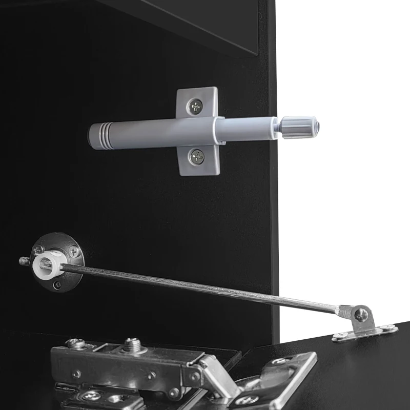 Supporto TV con mobile basso, striscia LED, 170x30x39 cm, Nero