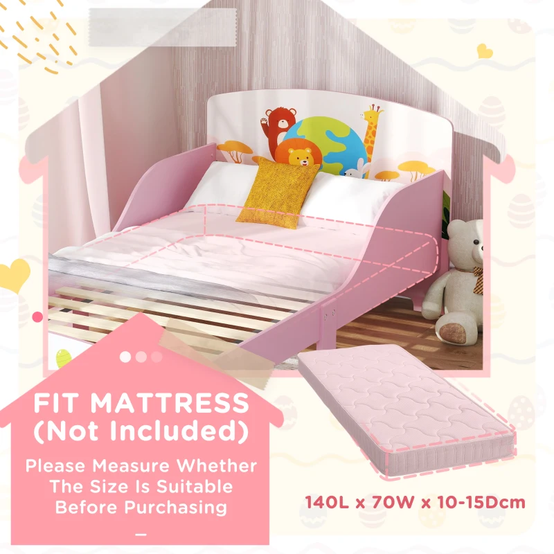 AIYAPLAY Pat pentru Copii 3+ Ani cu Margini Înalțate și Bariere Roz