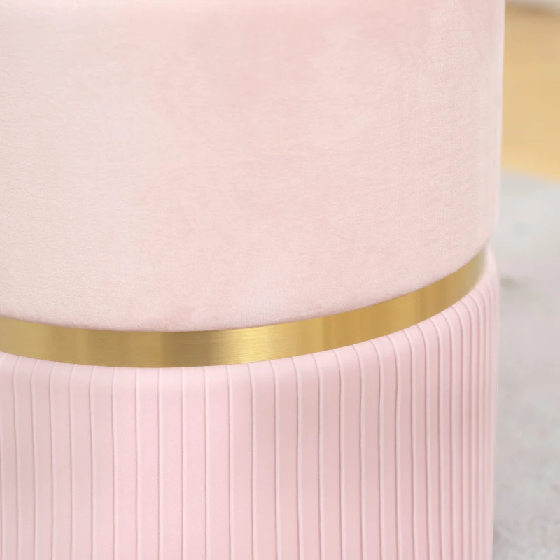 HOMCOM Velvet-Feel Storage Ottoman - Pink