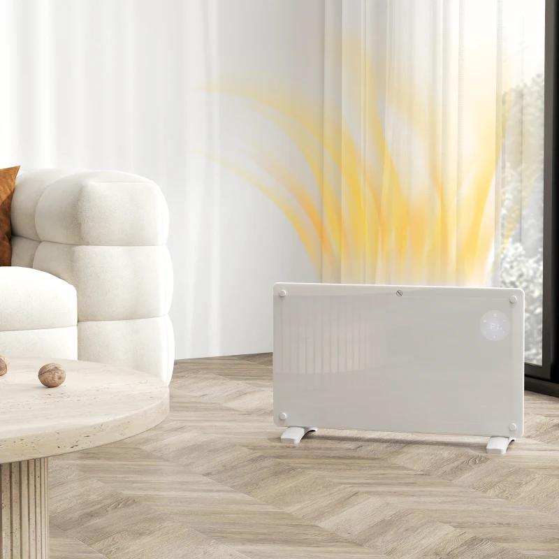 HOMCOM Radiateur électrique au sol ou mural 1500W affichage LED, minuterie 24 heures ou hebdomadaire, thermostat, télécommande