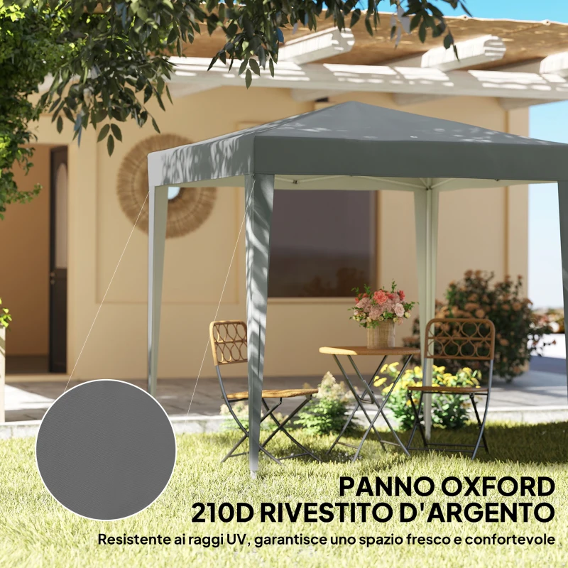Outsunny Gazebo Pieghevole 2x2 m con 4 Pareti Rimovibili in Metallo e Poliestere, Grigio