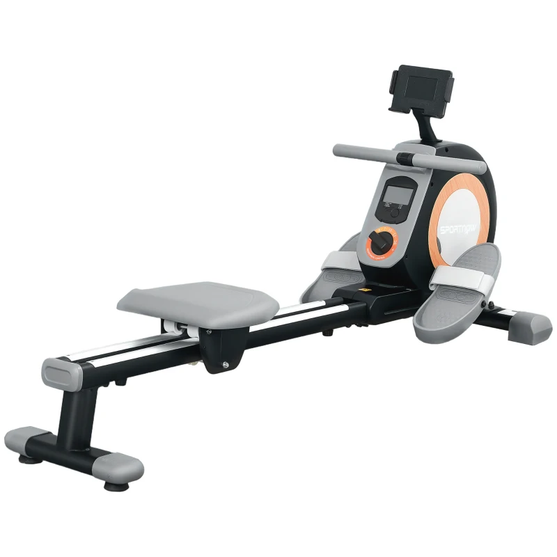 SPORTNOW Rowing Machine, 16-Level Magnetic Rower Machine with LCD Monitor and Phone Holder, Black