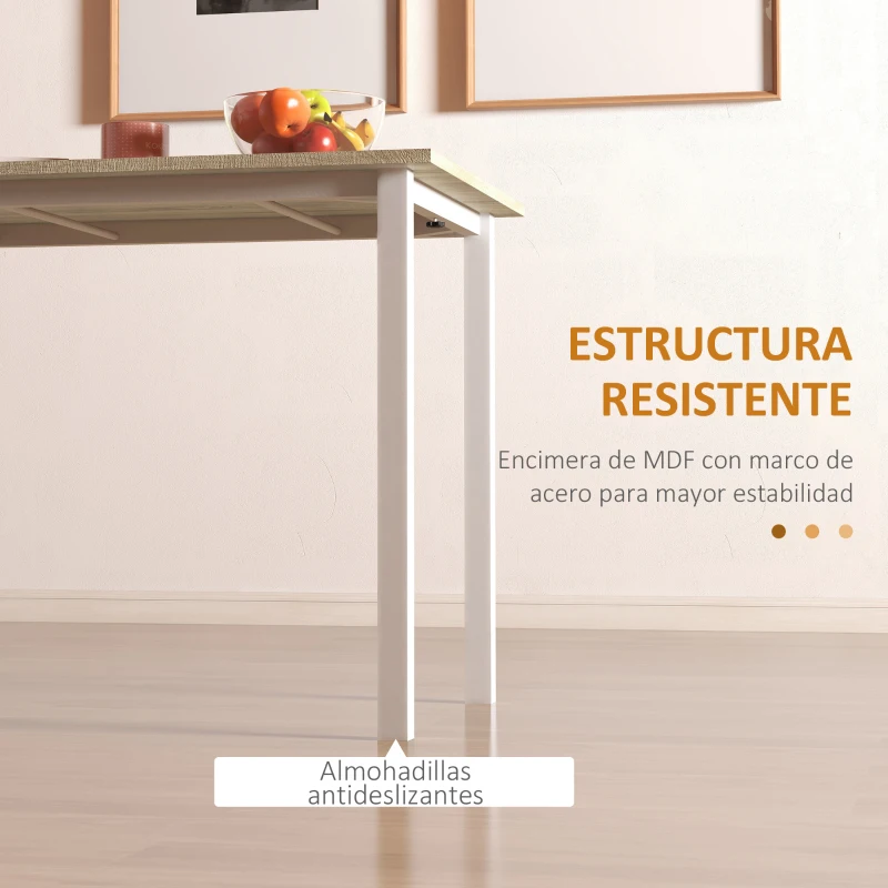 HOMCOM Mesa de Comedor Extensible con Patas de Acero para 4-6 Personas 160x70x76 cm Madera Natural(m-6)