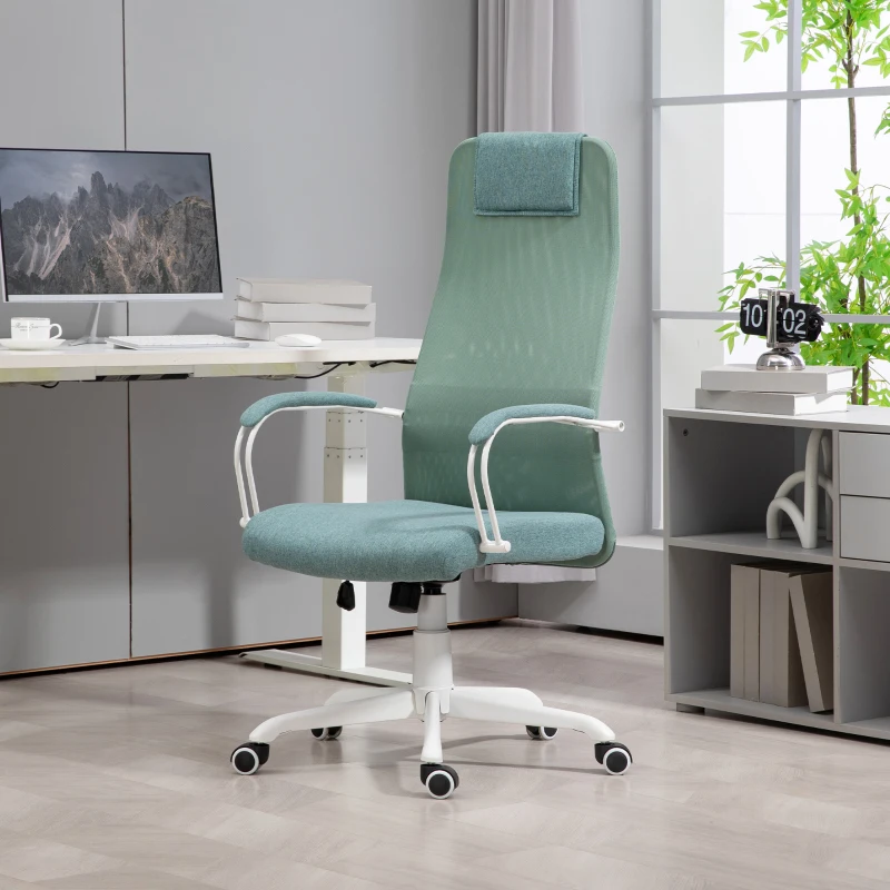 HOMCOM Chaise bureau fauteuil de bureau fonction à bascule hauteur d'assise réglable charge 120 kg 58 x 61 x 115-125 cm vert