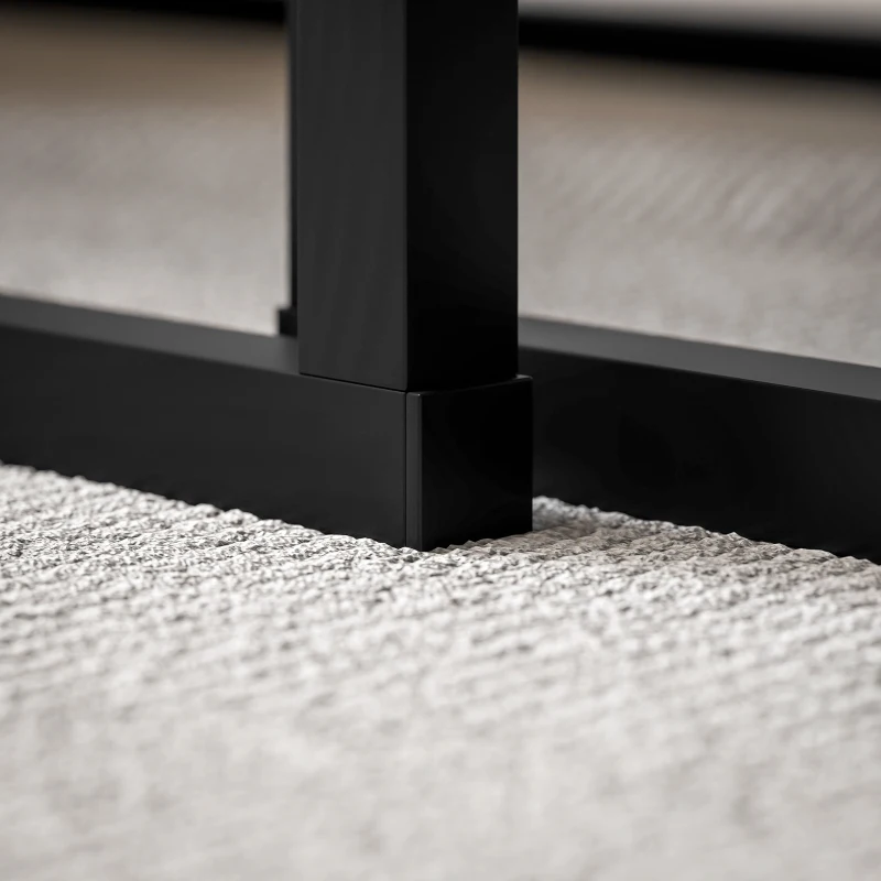 HOMCOM Set di 2 tavolini bassi impilabili, design industriale, in metallo, effetto marmo, Nero e grigio scuro