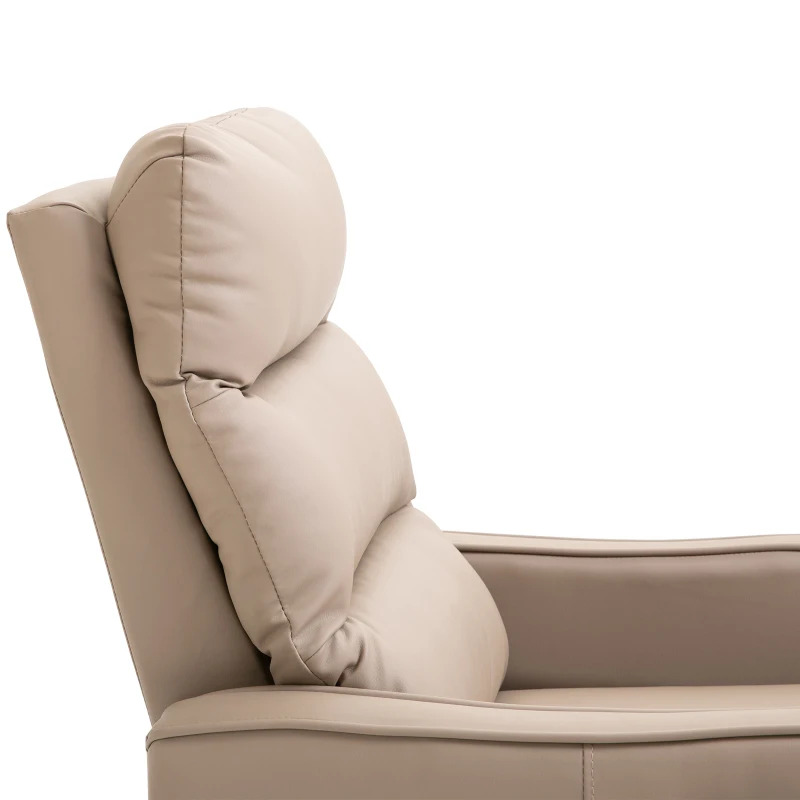 HOMCOM Poltrona Reclinabile 160° max con Poggiapiedi, in Pelle PU, Legno e Acciaio, 65x89x100 cm, Marrone Chiaro