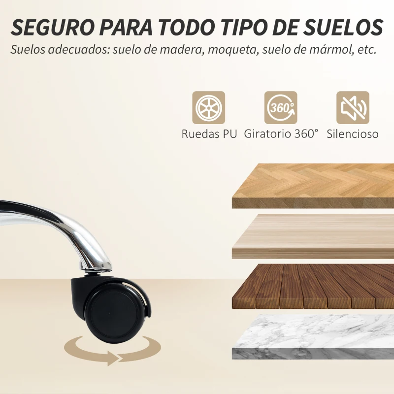 HOMCOM Silla de Escritorio con Reposapiés Respaldo Reclinable Acolchado Grueso Tapizada en Cuero Sintético Caqui